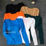 بلوز یقه خشتی میله ای کد 1125