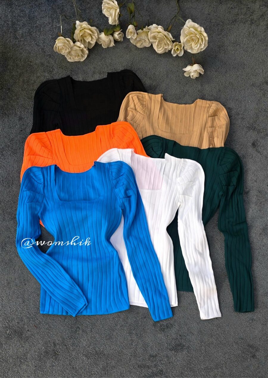 بلوز یقه خشتی میله ای کد 1125