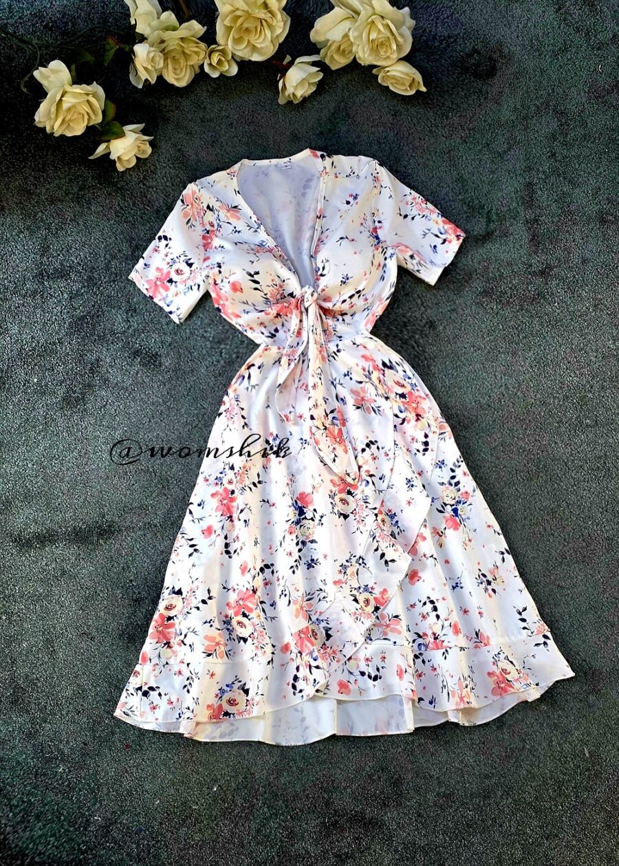 پیراهن گل دار جلو گره کد 1151