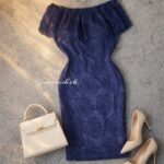 پیراهن گیپور سرمه ای کد 1166