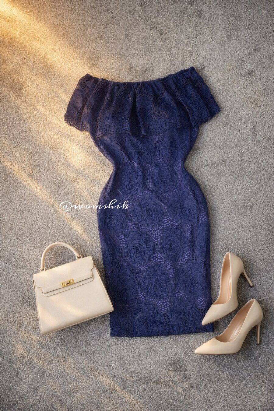 پیراهن گیپور سرمه ای کد 1166