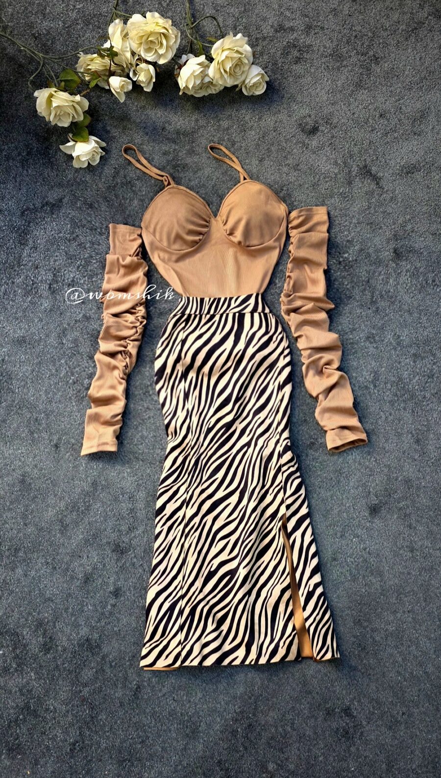 کراپ آستین چین دار کد 1155