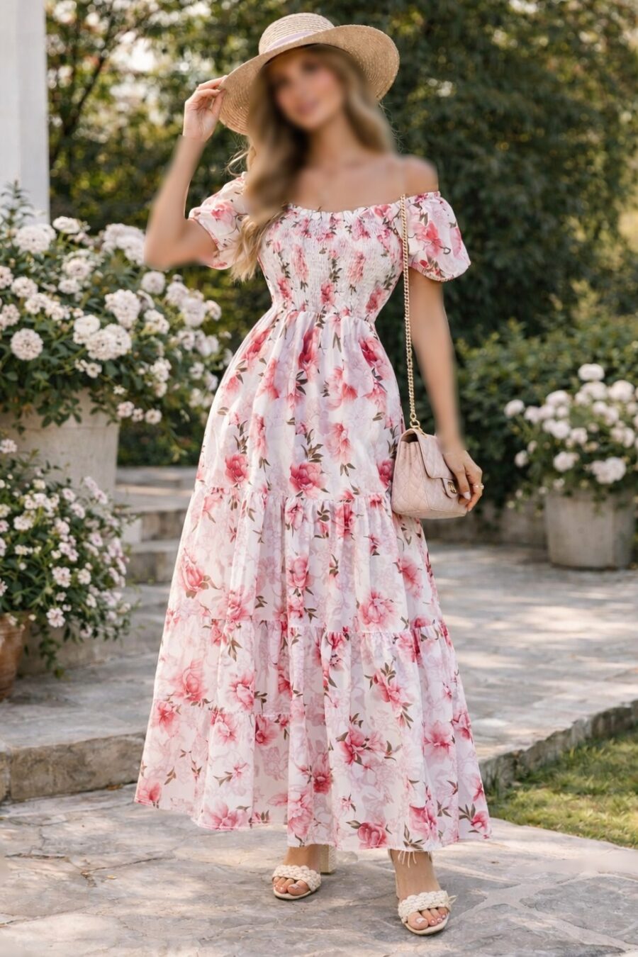 پیراهن گل دار یقه قایقی کد 1160