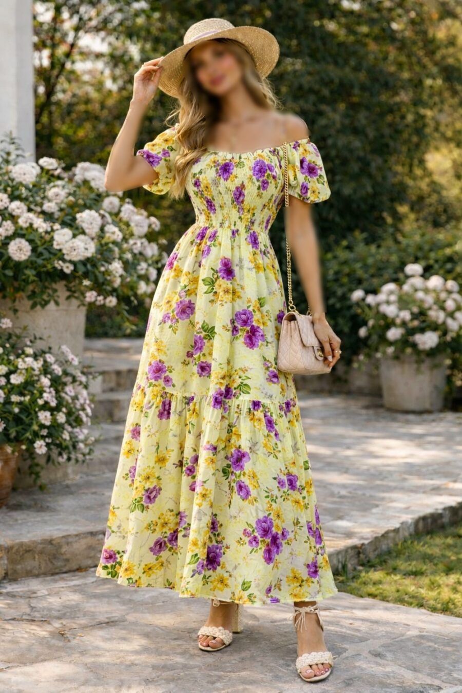 پیراهن گل دار یقه قایقی کد 1160