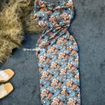 پیراهن ساتن گل ریز کد 1164