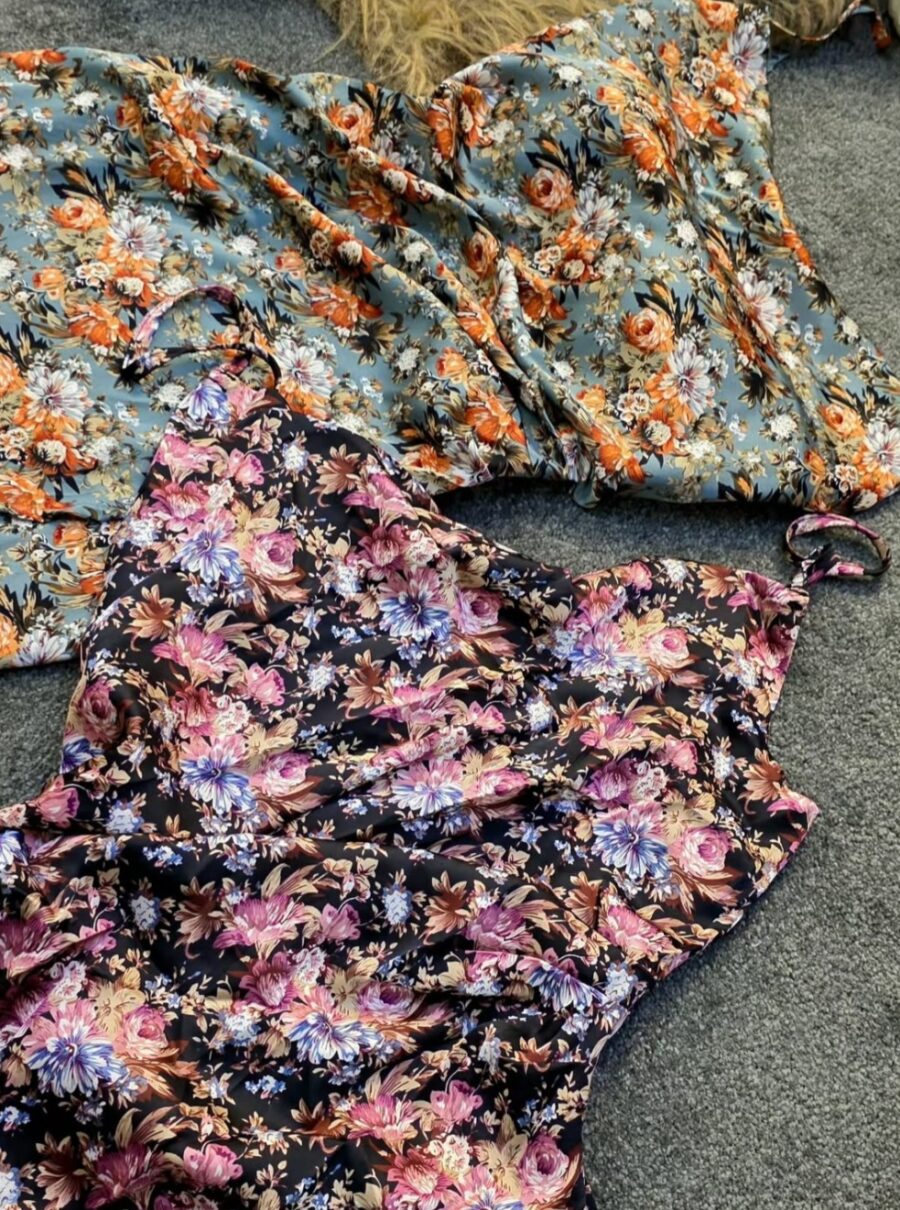 پیراهن ساتن گل ریز کد 1164