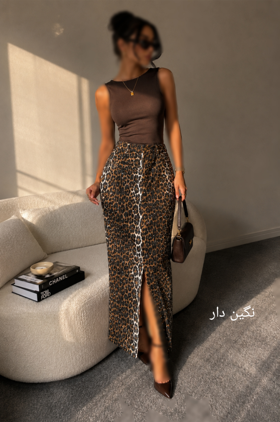دامن پلنگی کتان کش کد 1218